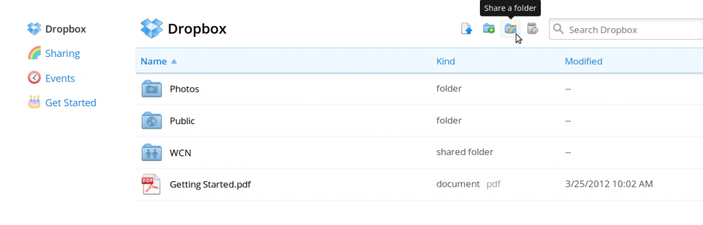 Dropbox sharing folder