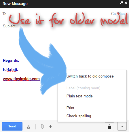 switch back to old compose in gmail